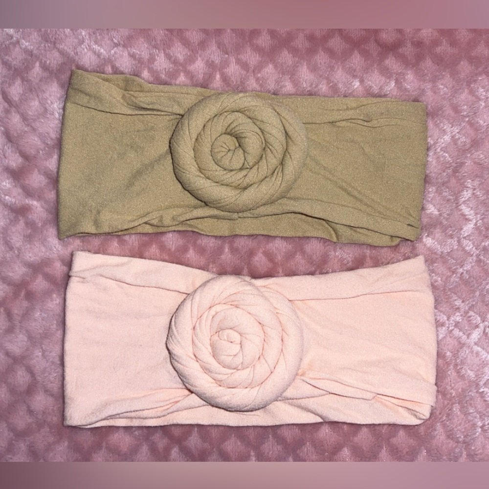 Babygirl headbands (2) pink & camel